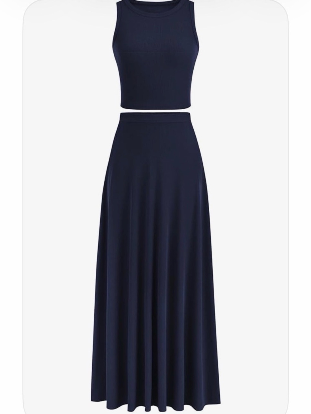 NWT Navy Two-Piece Crop Tank & Maxi Skirt Set